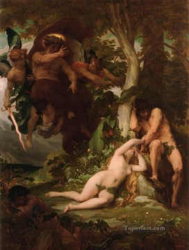Desnudo Painting - La expulsión de Adán y Eva del jardín del paraíso Alexandre Cabanel desnudo